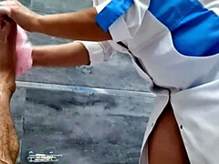 FAMILY FANTASY - A nurse jerks off a man's cock in the bathroom