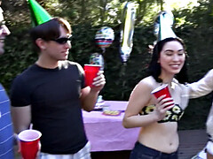 素人, お尻, フェラチオ, 顔射, アウトドア, パーティ, オマンコ, オッパイの