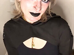 素人, ブロンド, 女, 彼女, ゴス, 手コキする, 小柄, ハメ撮り