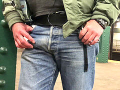 bulge father two - Public showoff & JO [with cum]