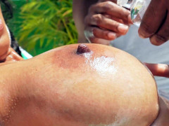 Большие сиськи, Бикини, Черные, Брюнетки, Грудастые, Черненькие, Мамочка, На природе