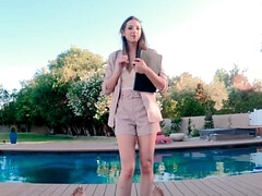 美女, フェラチオ, 茶髪の, チン, 手コキする, ハードコア, ハメ撮り, ガリガリ