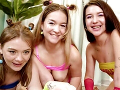 18, 美女, フェラチオ, グループ, Hd, お金, オーガズム, ティーン