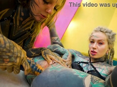 Heavy Tattooed Lesbians riding big Toys - ANAL, ATM, Fatnasy Dildos - Alt-girls, punk, goth, hippie and split tongue