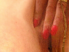 English Milf Fiona Rubs Her Pantyhosed Cunny