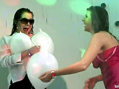 デカチン, デカパイ, ブロンド, 茶髪の, グループ, Hd, 異人種間, パーティ