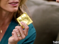 MILF stepmom teaches how to use condom