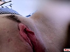 My busty stepmothers shaved MILF pussy