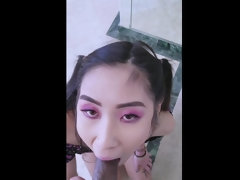 アジア人, お尻, フェラチオ, イく瞬間, バック, 異人種間, 自然山雀, オッパイの