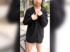 chinese damsel ambling in a Park