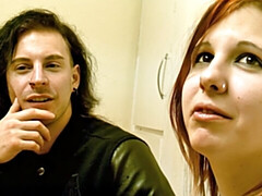 素人, 舞台裏, フェラチオ, カップル, はじめて, なめる, オマンコ, 赤毛