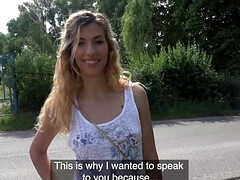 Blondine, Blasen, Geschnappt, Spermaladung, Schwanz, Handjob, Im freien, Hoch