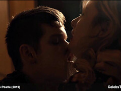 Blonde celebrity Addison Timlin gets down and dirty in a steamy indoor kiss