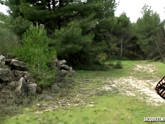 美人, デカパイ, ブロンド, フランス人, 淫乱熟女, アウトドア, ストッキング, タトゥー