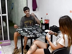 18, 素人, デカパイ, フェラチオ, カップル, イく瞬間, ラティーナ, ティーン