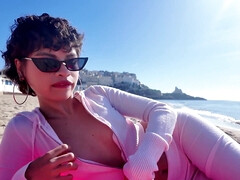 お尻, ビーチ, 気狂い, エロティック, お金, オマンコ, ヤリマン, 濡れ