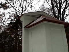 Blond, Pijpbeurt, Rondborstig, Sperma, Europees, Buiten, Geschoren, Tiener