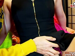 Enthousiasteling, Bruinharig, Eerste keer, Frans, Huisgemaakt, Klein, Mager, Tiener