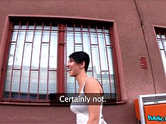 Martin Gun's tight pussy pounded hard in public by a big cock