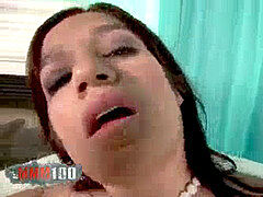 Enthousiasteling, Grote lul, Zwart, Pijpbeurt, Bruinharig, Mollig, Sperma, Latijnse vrouw
