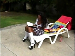 Arsch, Grosser arsch, Schwarz, Blasen, Braunhaarige, Sperma im mund, Schwanz, Im freien