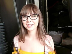 Nerdy Cutie Straddles Huge Cock