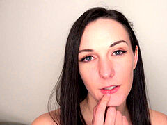 Finger sucking, cum in mouth, small tits