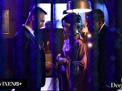 Kont, Mooi, Bruinharig, Handbeurt, Interraciaal, Ondergoed, Trio, Tieten likken