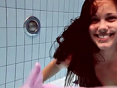 美女, フェティッシュ, プール, ロシア人, 剃毛, シャワー, 一人, オッパイの
