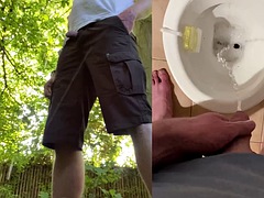 Grosser schwanz, Europäisch, Schwul, Hardcore, Masturbation, Im freien, Öffentlich, Solo