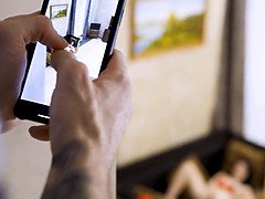 Blonde mature woman gets it on with man by the outdoor pool