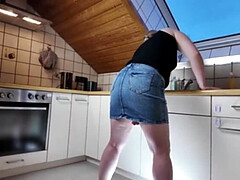 Hot German MILF Karina Nelson Gets Wooden Shack Fuck & Cum in Mouth - Skirt Lifting POV