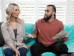 ベッドルーム, デカ尻, デカチン, デカパイ, ブロンド, フェラチオ, バック, 淫乱熟女