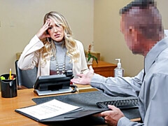 Grosser arsch, Grosser schwanz, Grosse titten, Blondine, Blasen, Hundestellung, Milf, Büro