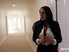 Stacked brunette Angela White and Gina Valentina in a theeway XXX