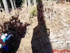 Amateur, Mamada, Polla, Al aire libre, Público, Pelirrojo, Trio