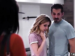 お尻, ぽっちゃり, デカパイ, フェラチオ, 茶髪の, 自然山雀, ティーン, 三人