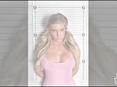 Tussi, Grosser schwanz, Grosse titten, Blondine, Blasen, Spermaladung, Masturbation, Titten