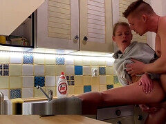 fucking in the kitchen And creampie