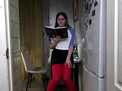 Smoking Indian Desi Student Accidentally Pees While Reading in Pantyhose - Homemade HD Pissing Fetish