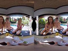 Gros seins, Blonde, Brunette brune, Le plan cul à quatre, Fête, Réalité, Surprise, Nénés