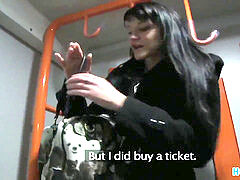 HornyAgent Penelope drills on the train to avoid the police