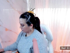 Natural huge tits BBW web milf with big dildo - Milf