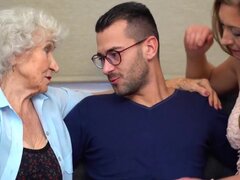 アナル, フェラチオ, 毛深い, 熟年, 母, オマンコ, 息子, 三人