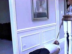 Beautiful woman with 7 inch metal high heels