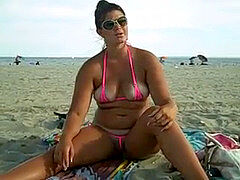 ビーチ, ビキニ, 公共, オマンコ