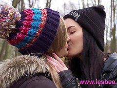 Gorgeous European teens passionate lesbian love making