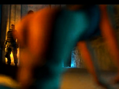 Brunette Lara Croft gets gangbanged well and raw