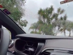 Amateur, Voiture, Fille latino, Masturbation, Public, Chatte, Gicler, Nénés