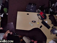 Threesome pawn shop stud fucked by 4 cash by pawn shop owners
